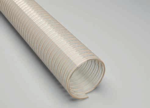 Hoses for the Plastics Industry - Production Process Polderflex PUR PU Sution & Transport Hose, extremely pressure and vacum resistant, smooth inner and outer linings spiral: spring steel wire wall: