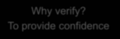 Independent Verification Why verify?