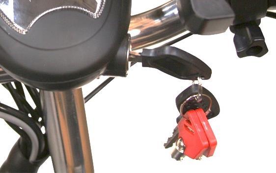 Operation of Scooter: 1. Turning on the power Insert key into ignition and turn clockwise to turn the scooter on.