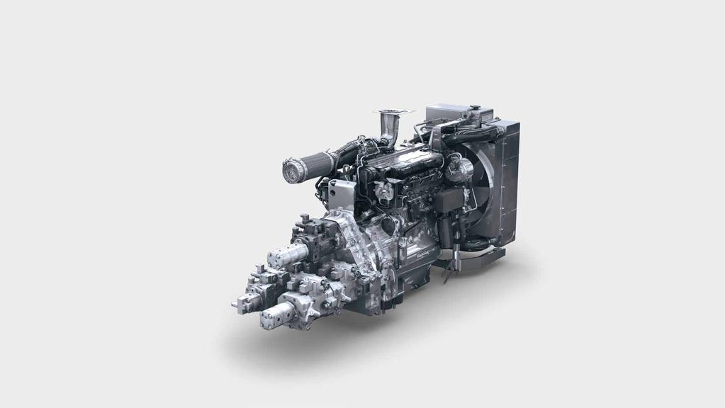 The modern, powerful Deutz diesel engine with an output of 160kW at 2,000 rpm fulfils the stringent European exhaust emissions standard 3b and the US standard EPA Tier