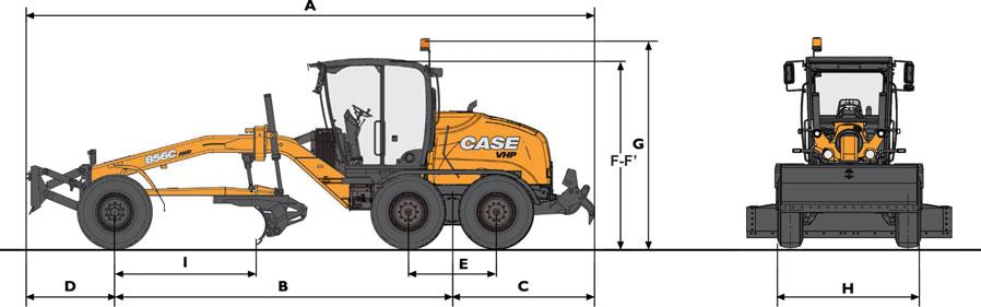 C-SERIES MOTOR GRADERS GENERAL DIMENSIONS MACHINE WITH: 836C 836C AWD 856C 856C AWD Front & rear counterweight kg 11701 12001 14976 15376 Front blade & rear c/w kg 11805 12105 15140 15540 Front c/w &