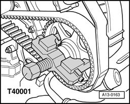 Page 9 of 13 13-9 Installing - Insert camshaft clamp 3391 in securing plates of two camshafts.