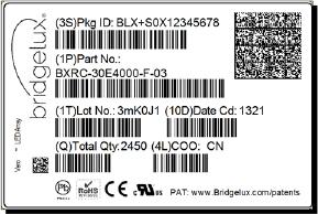 In addition to the product identification markings, Bridgelux COB arrays also