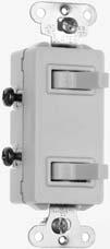 Non-Grounding Combination 15 & 20A, 120/277VAC; 15A, 120/125VAC Available in seven switch, receptacle and pilot light combinations. Easily accessible break-off for separate or common feed.