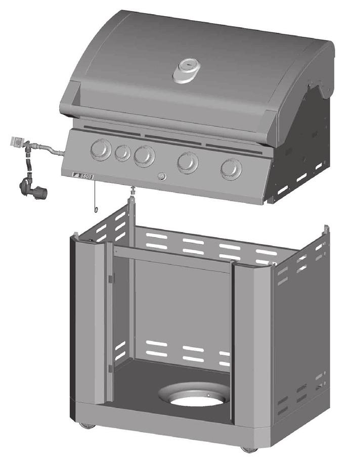 Position the top lid and burner box assembly (