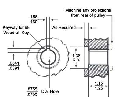 Section II - Pulley Selection Figure 2 - Shaft Dimension Detail Several pulleys are available from your Prestolite distributor or dealer to fit a wide variety of applications.