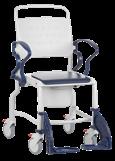 Ergonomically shaped backrest with integrated grip & upholstered seat with hygiene opening (available in rear or