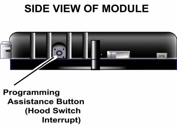 The Programming Assistance Button (A.k.a. the PAB.) Mounted on the module, this button can be used from within the vehicle instead of the hood pin switch in the engine compartment.