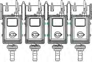 Each flow indicator manifold is shown fed by a cross in a single section installation. Each manifold could be fed by a section valve if desired.