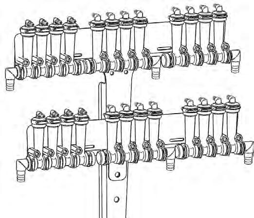 A 4 section 24 row could be similar with four 6 row manifolds on two large T-Brackets.