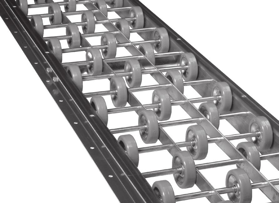 Flow rail sections are mainly used in light duty permanent racking applications.