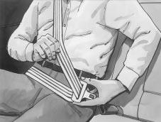 The shoulder belt may lock if you pull the belt across you very quickly. If this happens, let the belt go back slightly to unlock it.