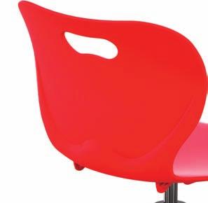 The seat is ergonomically designed with lumbar and shoulder support.