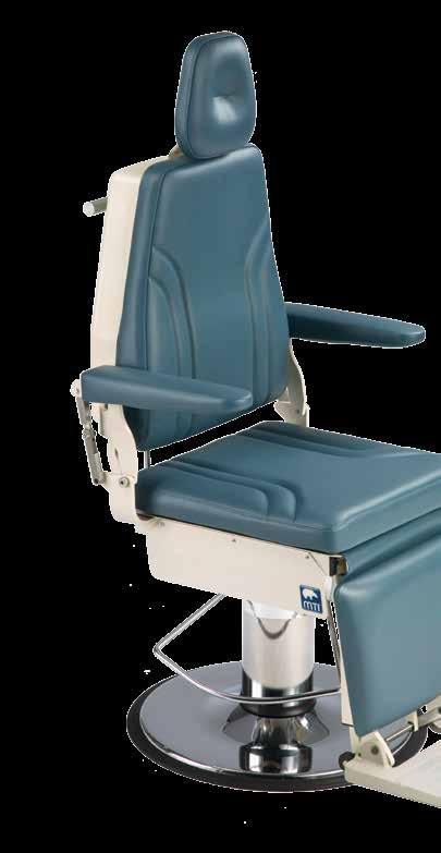 421M MTI Model 421M Manual Base Exam Chair with Flip-Up Footrest Manual hydraulic lift and manual coordinated back/footrest functions The 421M chair uses a manual back for a quick and smooth recline