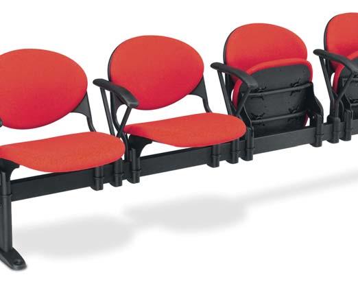 Prima Beam Seating Available as Fixed Seat Tip Up Seat Choice of vinyl or fabric upholstery Vinyl - Fire retardant & antimicrobial Fabric - Fire retardant Black fi nish beam & legs Drilled