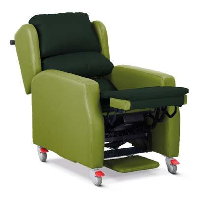 Reclining Porters Armchair - Bathampton, Waterfall Back Single tilt in space recliner, provides a full range of posture positive recline positions Mains powered actuator (230V ~, 50/60H) fitted with