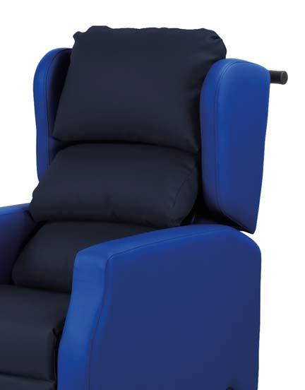 adjusted for comfort & supportport Removable internal seat cushion Push handle at rear of the chair to assist when positioning/portering Slide out footplate to support feet 100mm swivel braking