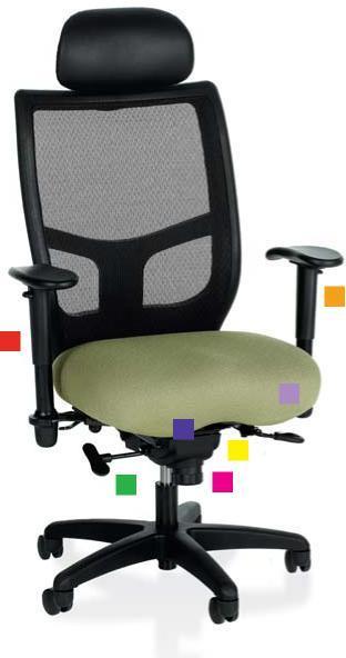 ERGONOMIC SEATING SPECIFICATIONS Ithaca Ultra Adjustable Back Height High- and mid-back versions available (mid-back has height adjustment of 3"; high-back has no height adjustment) Tension Knob Tilt