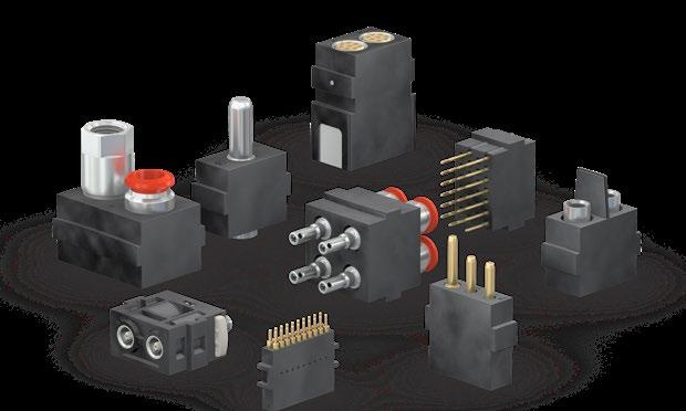 CombiTac modular connectors allow you to combine various contact types such as power, signal, data, thermocouple, coaxial, fiber-optic, pneumatic, and hydraulic connections in a single compact frame