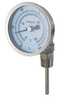 25 BIMETAL THERMOMETER-Lower Applications Technical thermometer specifications model BL Nominal sizes: 3", 5" Connection: Standard 1/2" NPT Scale Range: Scale ranges: -40+60ºC to 0-600ºC Case 304