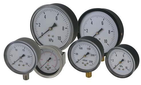 5" NPT 1/2" for 4" Scale Range: Pressure ranges: 0 to 1000 mbar / "H2O Vacuum range: -600 to 0 mbar/ "H2O Case Black steel case / 304 stainless Steel (non-fillable) Window: Glass or plastic Dial: