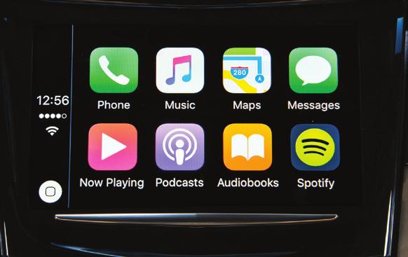 CADILLAC USER EXPERIENCE FEATURES APPLE CARPLAY AND ANDROID AUTO Apple CarPlay or Android Auto capability allows use of select smartphone apps through the infotainment display.