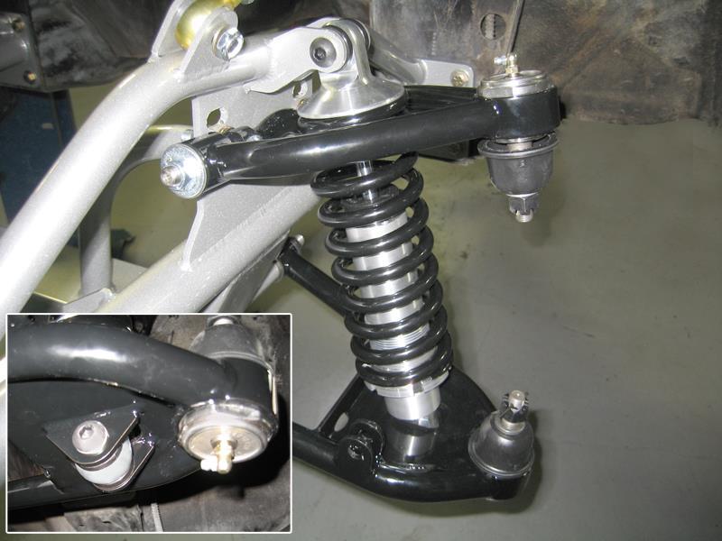 If the clip has been powder coated you will need to ream the hole with a 5/8 reamer. The a-arms are installed with the sway bar connector tabs at the front of the vehicle.