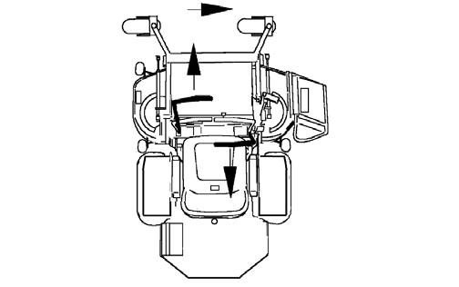 OPERATING Sharp Left Turn: 4.Push PTO knob (A) down to disengage PTO. Push right control lever forward and pull left control lever rearward at the same time. Sharp Right Turn: 5.