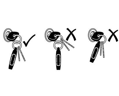 rings. moving the key out of the RUN position. Do not add any additional items to the ring attached to the ignition key.