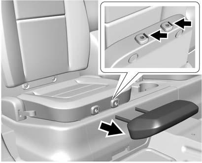 If removing the headrest to install a booster seat in the left rear seating position, store the headrest in the left rear seat storage area as shown.