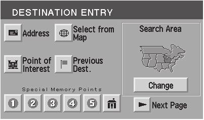 Entertainment Systems Destination entry Selecting a destination Press DEST to set a destination.