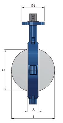 Dimensions, Wafer GAR-SEAL, SAFETY-SEAL, MOBILE-SEAL Flange connection: Overall length: Adapter flange: ANSI B 16.5, 150 lbs. ASME B16.
