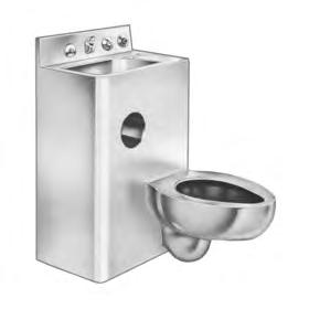 6350 S/S front mounted lavatory, 13-1/4 x 10 x 5 deep. Penal filler/bubbler, integral soap dish.
