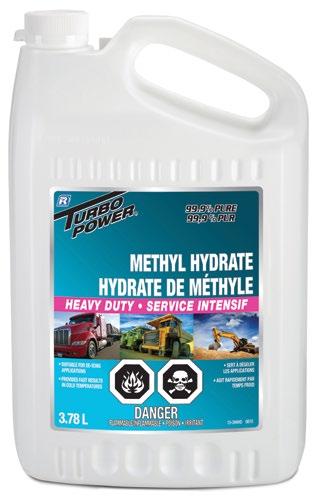 9% pure Provides fast results during extreme cold temperatures Low freeze point, remains fluid and suitable for de-icing applications APPLICATION: Methyl Hydrate is not an anti-freeze for diesel fuel.