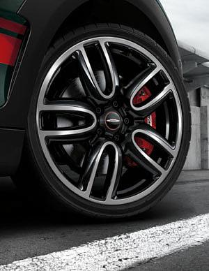 which come with Red fixed calipers and the John Cooper Works logo.