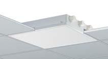EBRME Recessed luminaire series EBRME... for T16/T26 lamps. Design: Stand alone luminaire for module 600 (600x600) ceilings, white powder coat finish steel housing.