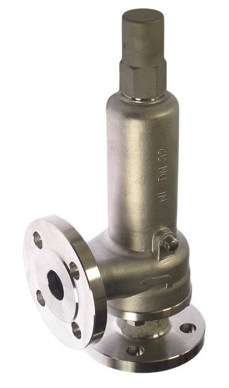 Type: Description: standard safety valve angular shape metal sealing spring-loaded enlarged outlet flanges acc.
