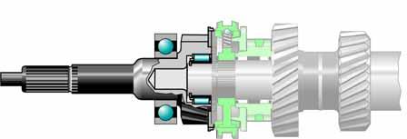 Gearbox mechanics The input shaft The input shaft has a fixed mounting in the bell housing in the form of a grooved ball bearing.