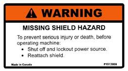 4 PTO S-Drive Safety Decal PART #: