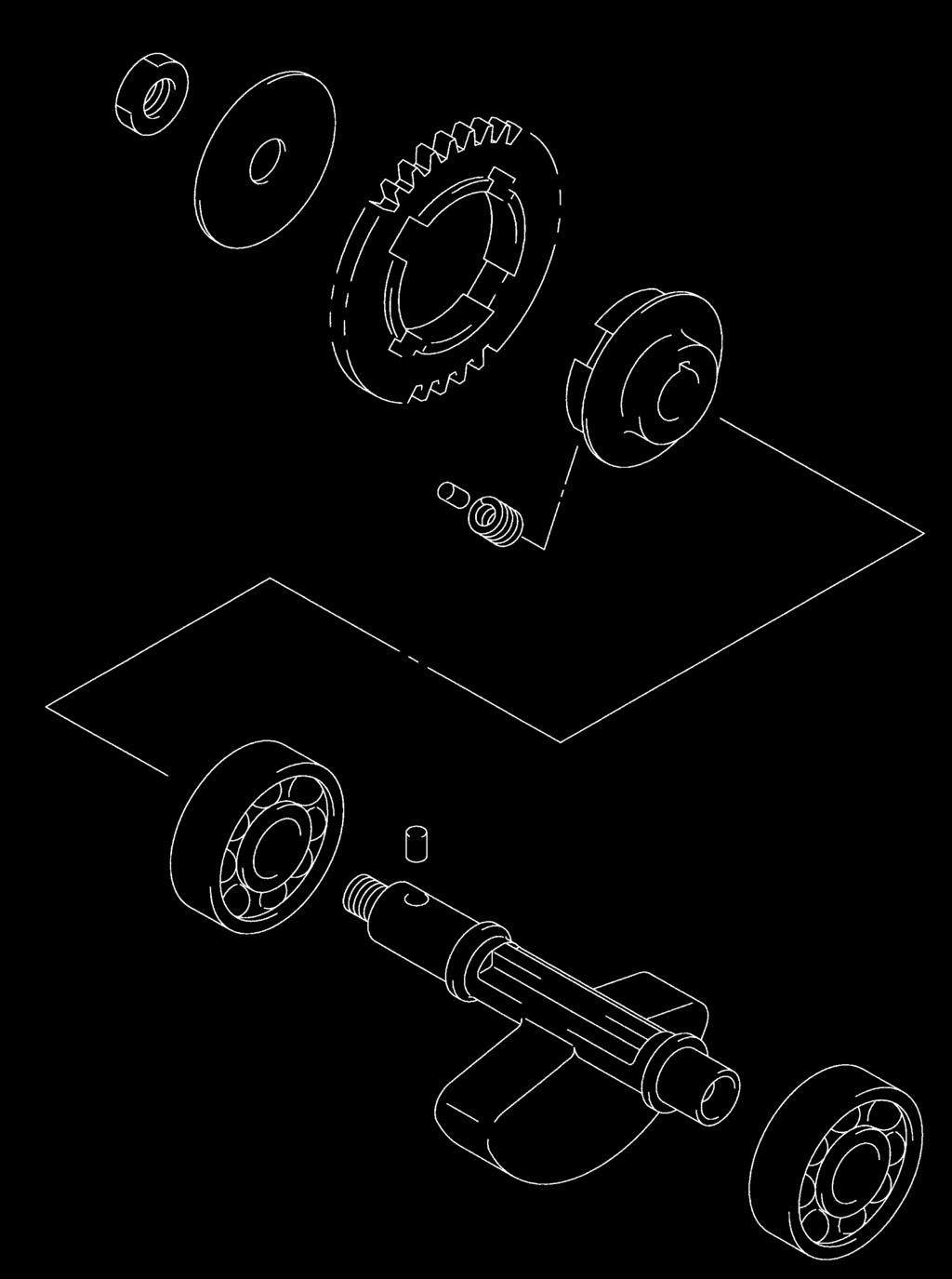 3-34 ENGINE BALANCER SHAFT AND BALANCER DRIVEN GEAR DISASSEMBLY Disassemble the balancer shaft as shown in the illustration.