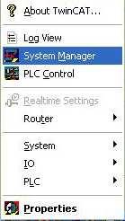 6.2 Starting TwinCAT System Manager Right click on TwinCAT in the Task Menu and