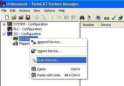 3 Add the Ethernet card as an I/O device On starting the TwinCAT System Manager