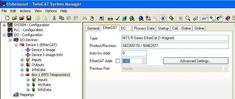 1) General The Name and the ID of the sensor can be changed here. Fig. 9 2) EtherCAT This tab includes the Product No.