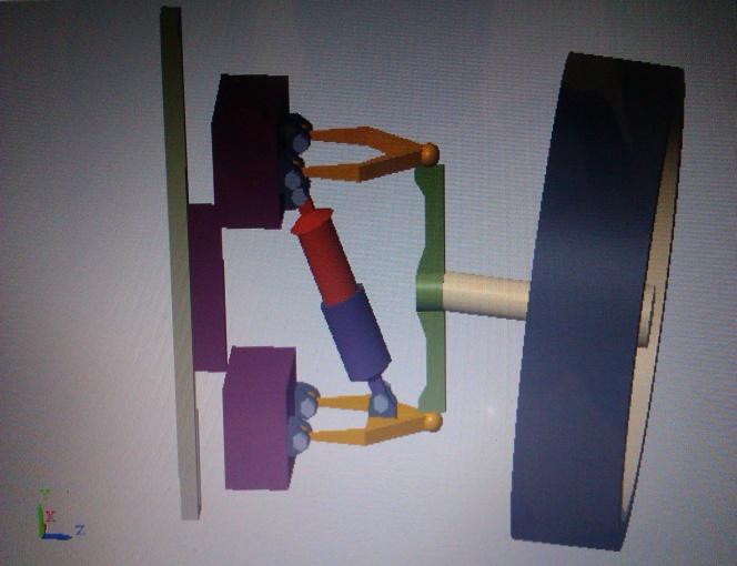 Fig 3: 3D model of double wishbone suspension. 2.2. Road input The input is given to the wheel in the form of step equivalent to the height of road bump.