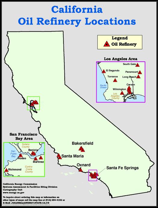 Key Elements - Refineries 3 primary refinery locations 14 refineries produce transportation fuels that meet California standards 8 smaller refineries produce asphalt and