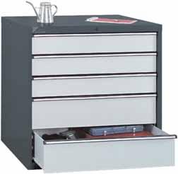 100 % drawer extension T Normal drawer stop: 80 kg capacity, 90 % of drawer depth opening T Usable height of the drawer = facing height minus 15 mm 56207 DRAWER CABINET H 1000 WITH 7 DRAWERS Code No.