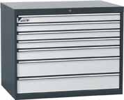 T Usable height of the drawer = facing height minus 15 mm T Standard colour RAL 7016/7035 56006-56007 DRAWER CABINET H 800 T Drawers on ball bearings with full extension T Load capacity 100 kg per