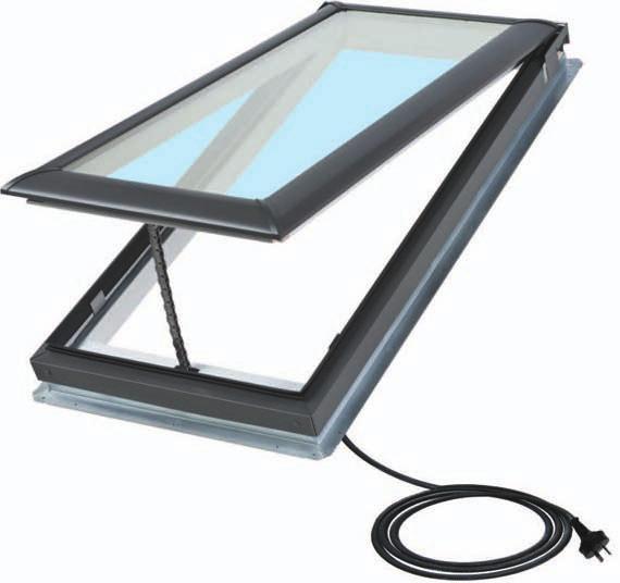VELUX VS Manually operated top-hung skylights Provides the comfort and energy savings of free daylight and natural ventilation. White painted interior wood frame & sash.
