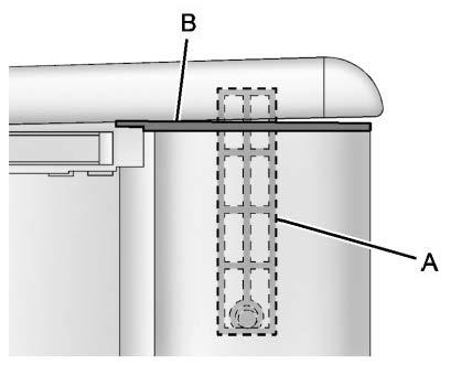 Make sure the latch (A) in the cover assembly engages into the slot in the side rail (B) assembly.