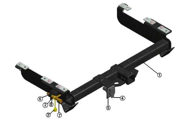 CHASSIS HITCH HITCH INSTALLATION 1. 401004 HITCH-CEQUENT 4000#/10000# 2. 454807 BRACKET-LP PORT 3. 602109-03 DUST PLUG 4. 512458 SOCKET - 7 WAY #118015 5.